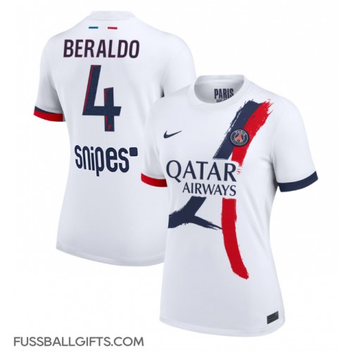 Paris Saint-Germain Lucas Beraldo #4 Fußballbekleidung Auswärtstrikot Damen 2025-26 Kurzarm
